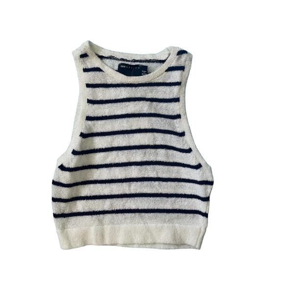 ASOS Striped Navy Crop Top Coverup Nautical Preppy Women’s Size 4 - Picture 1 of 3